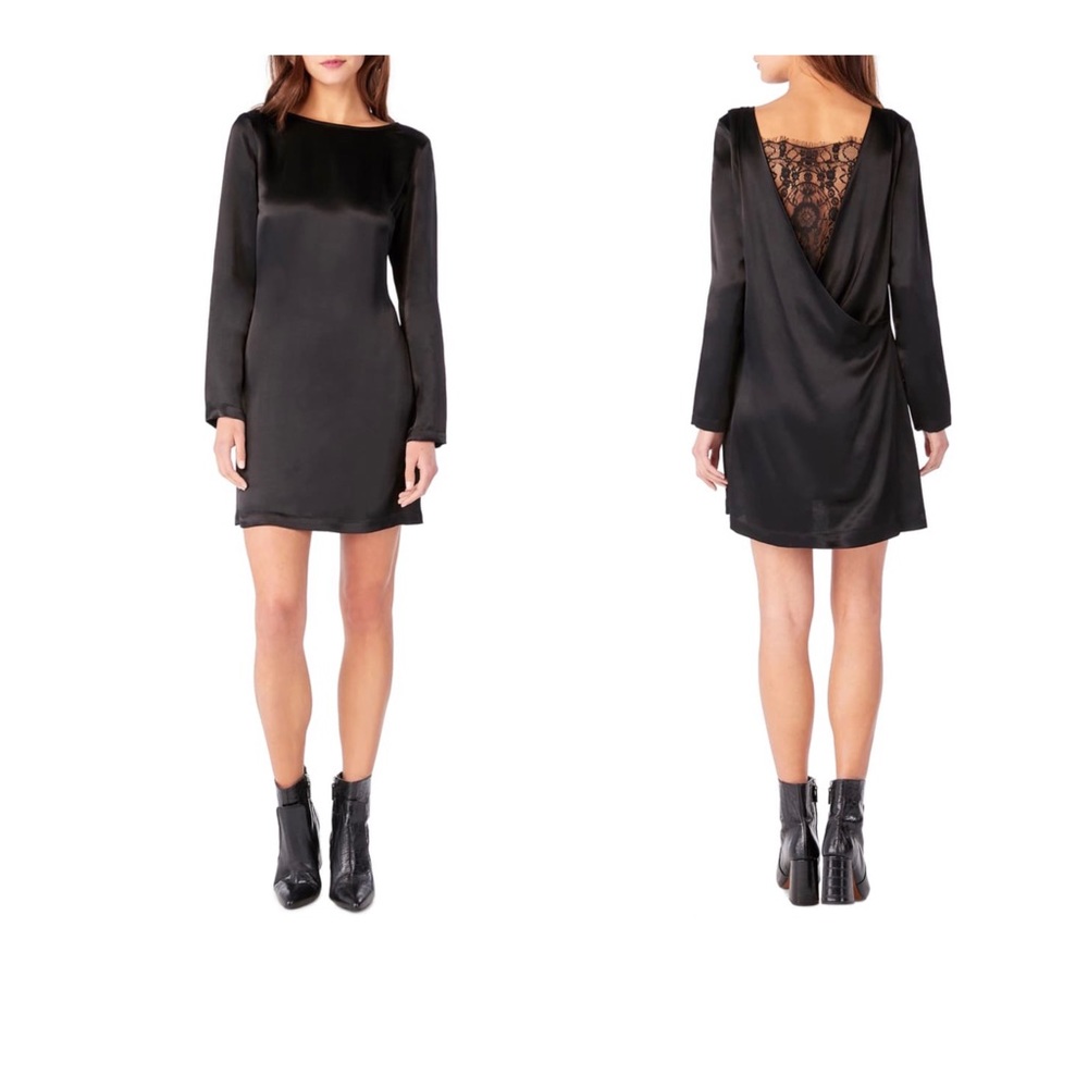 Michael Stars Lace Black Long Sleeves Mini Shift Dress Size Medium NWT